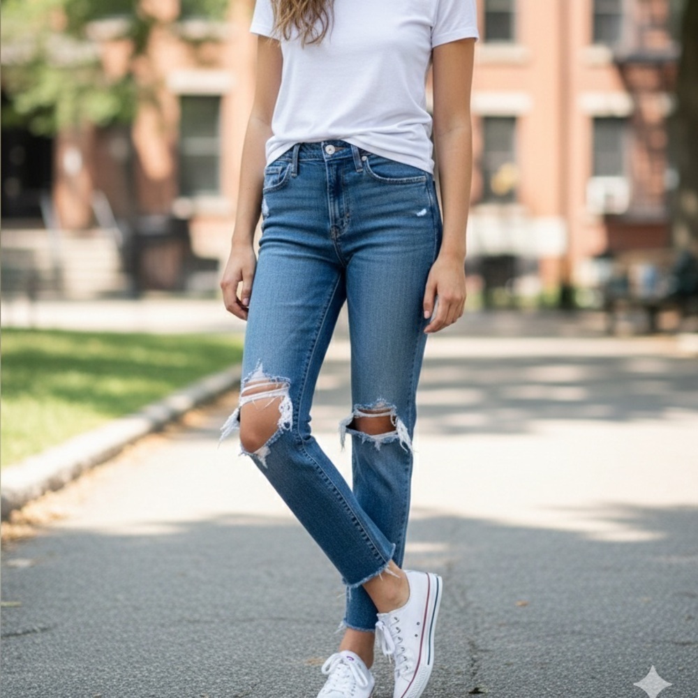 Levi’s 721 Right Rise Skinny Jeans with Frayed Hem - Size 26